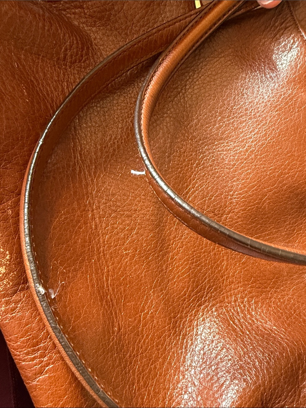 COACH Pebbled Leather Satchel in Chestnut Brown with Gold Hardware - Picture 12 of 16